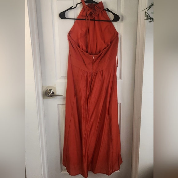 Banana Republic Deep Orange Satin Halter Midi Dress - Picture 7 of 7